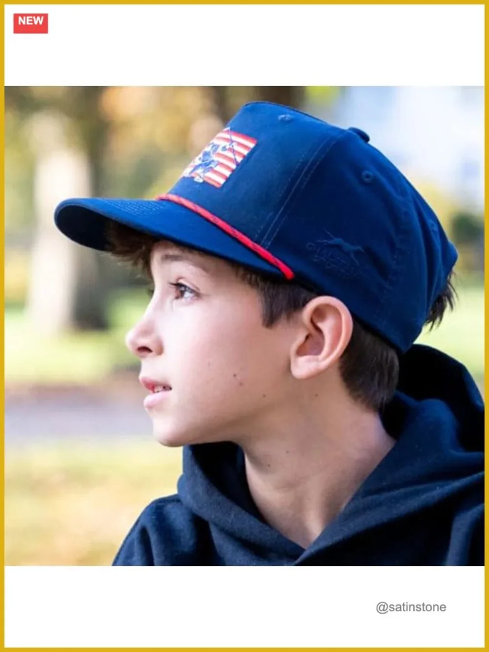 Six-Panel Structured Rope Hockey Hat with Embroidered Design - Adjustable Snap